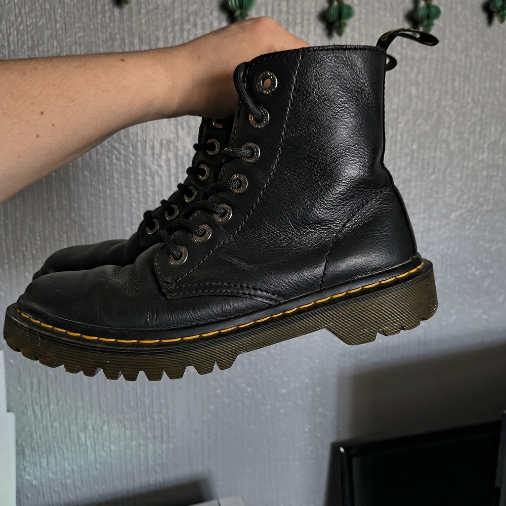Dr. Martens Black Leather Combat Boots - Picture 3 of 6